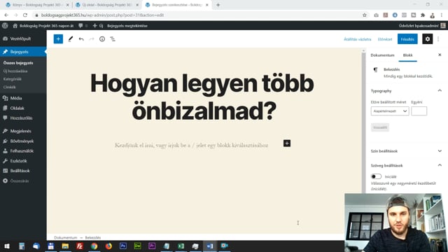 03. Alapértelmezett Wordpress szövegszerkesztő