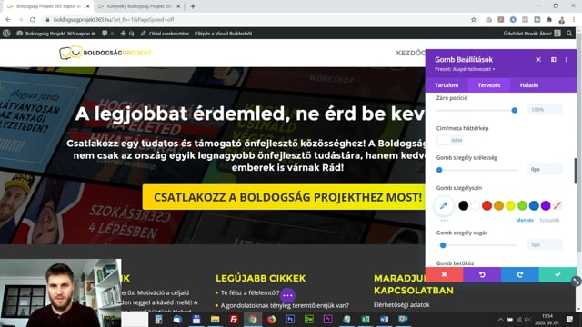 16. A kezdőoldal elkészítése DIVI Visual Builderrel